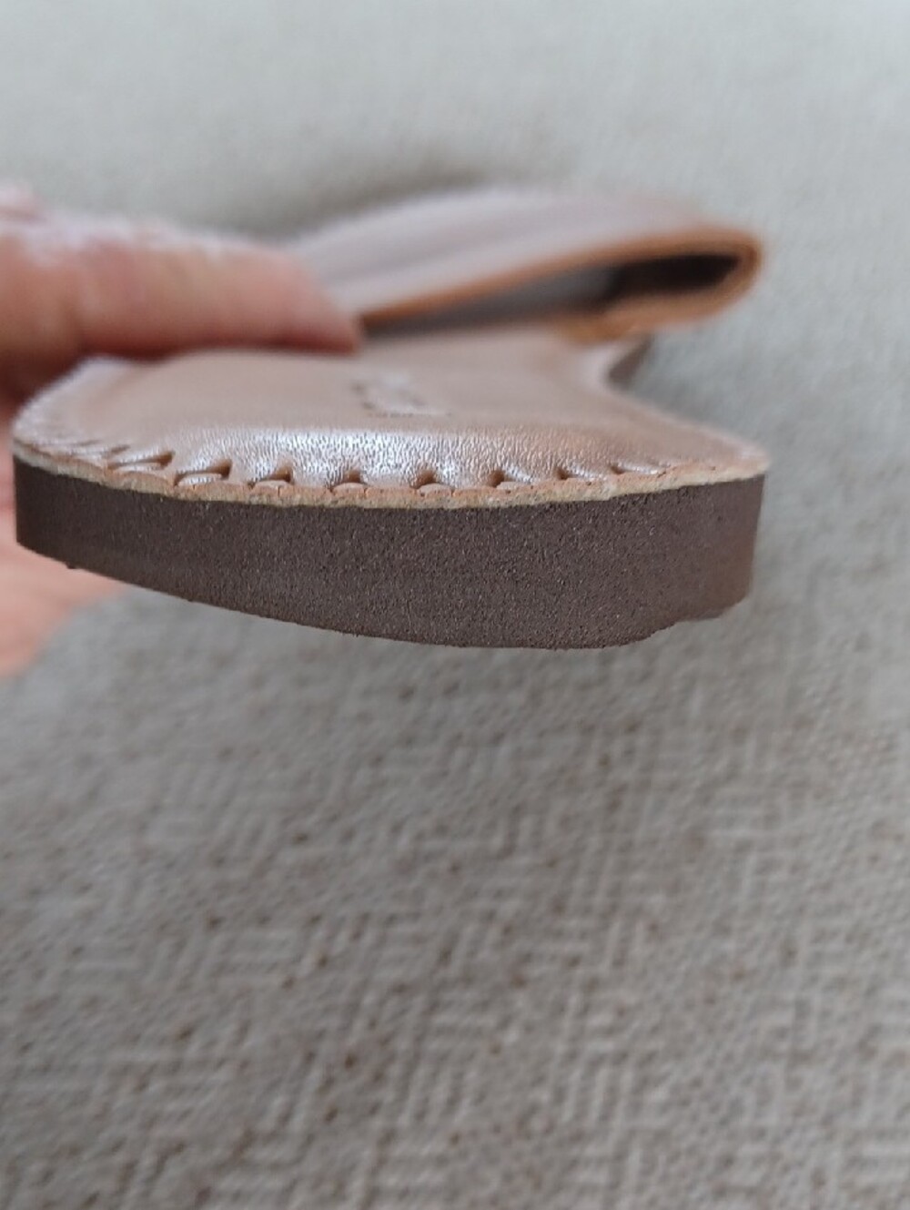 Volcom Tan Leather Slide Sandals - Picture 9 of 9